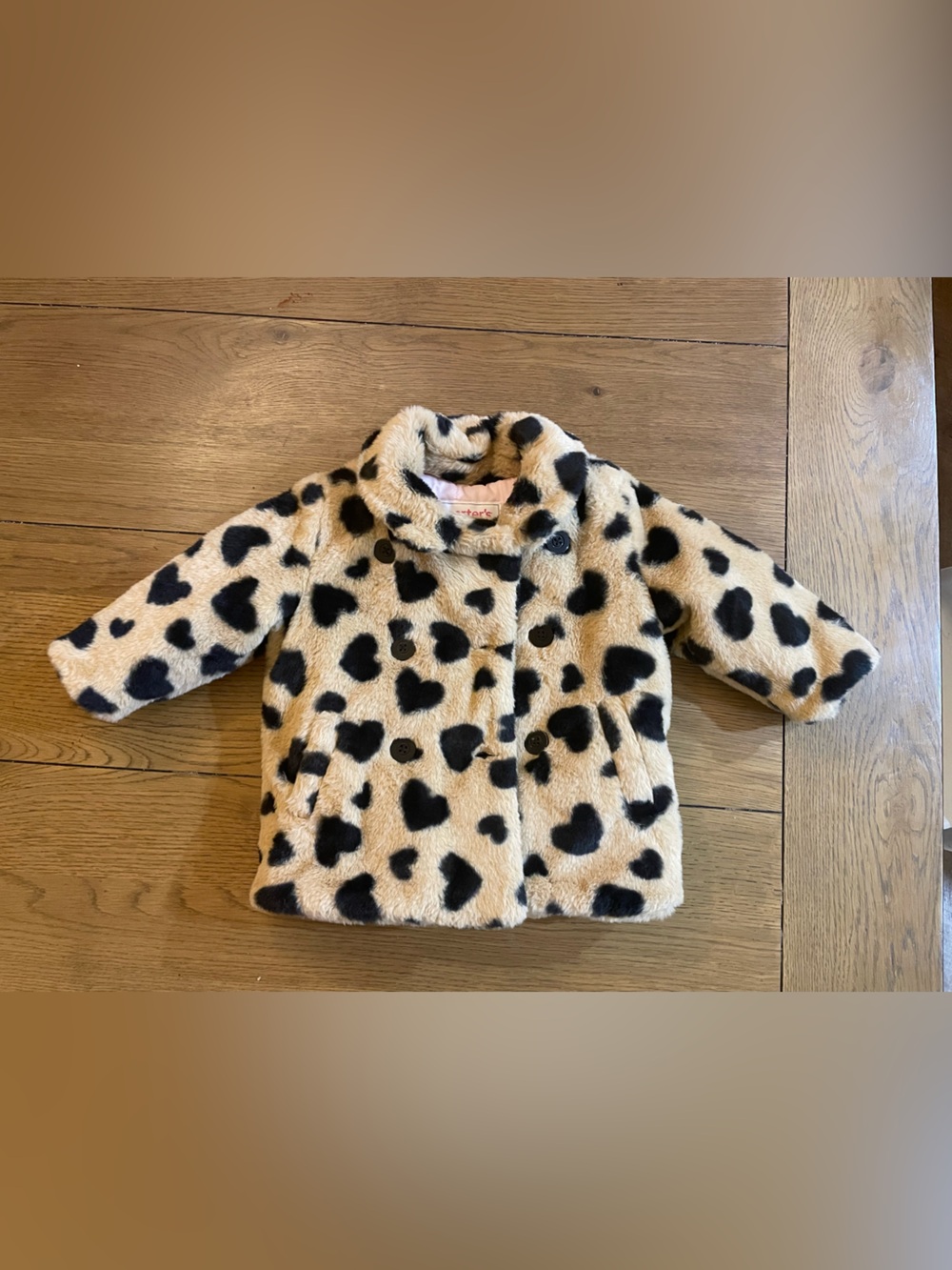 Carter's Faux Fur Heart-Print Pea Coat 18 months #214